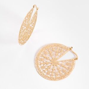 Gold plated earrings mandala design large size